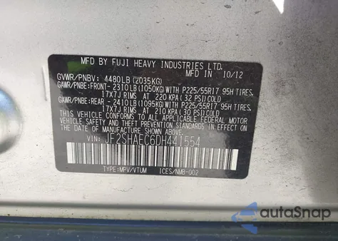 2013 Subaru Forester 2.5X Limited из США, поврежденный, VIN JF2SHAEC6DH441554